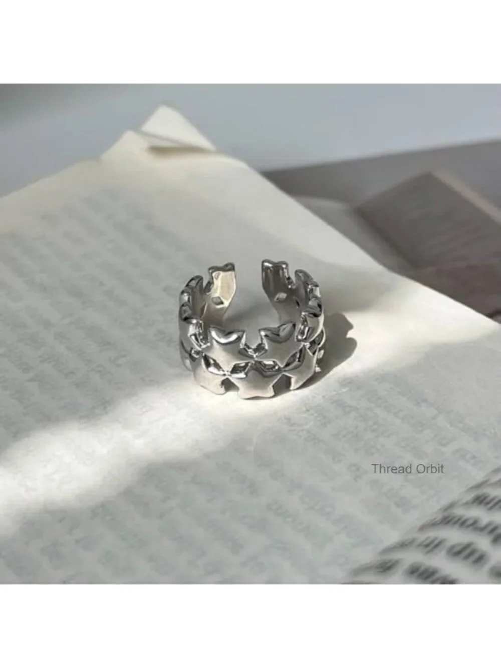 Chunky Vintage Star Open Ring - Gold & Silver Statement Ring - Y2K Trendy Ring